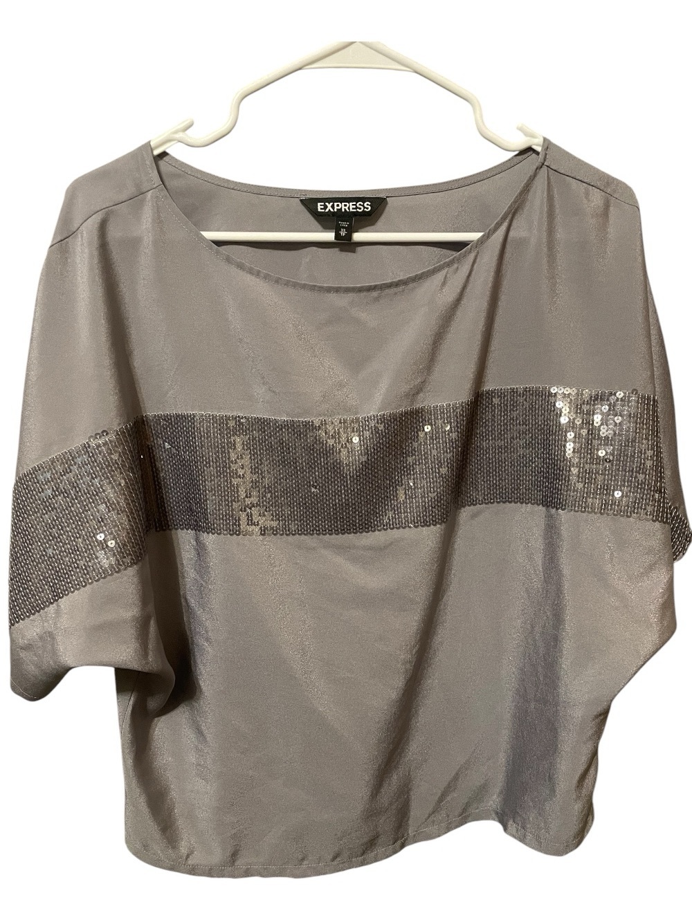 Express Silver Sequin-Striped Women’s Blouse